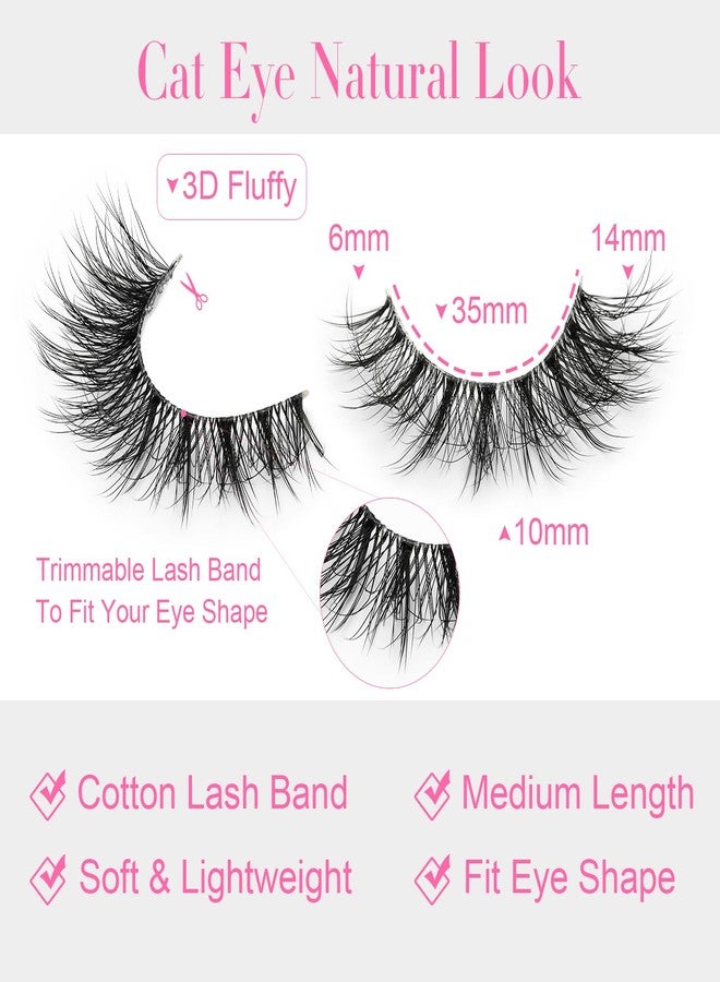 إيميدا مجموعة رموش إيميدا الصناعية مع غراء، 14 زوجًا من رموش المنك ثلاثية الأبعاد الخفيفة بطول 14 مم مع شريط شفاف، مجموعة رموش صناعية خفيفة الوزن ذات مظهر طبيعي للمبتدئين (T07) - Image 4